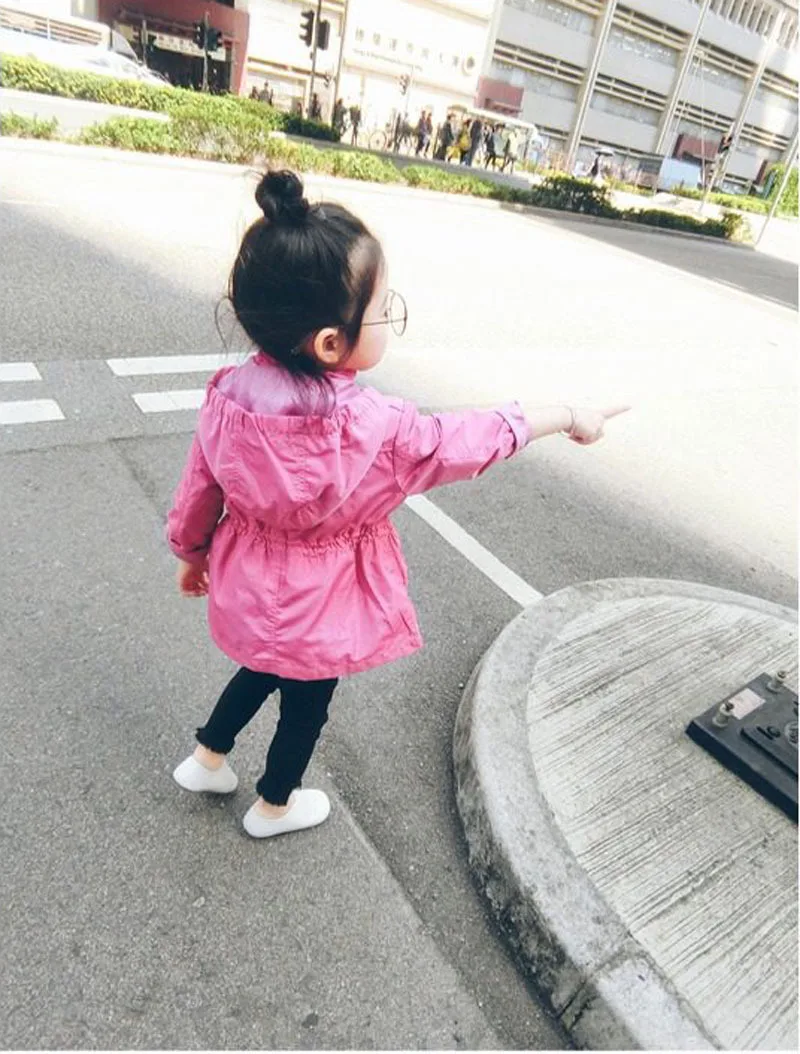 

2017 Autumn New Style Infants Children Girls Baby Trench Coat Windproof Waist Hugging Coat Workwear Large Clothespin