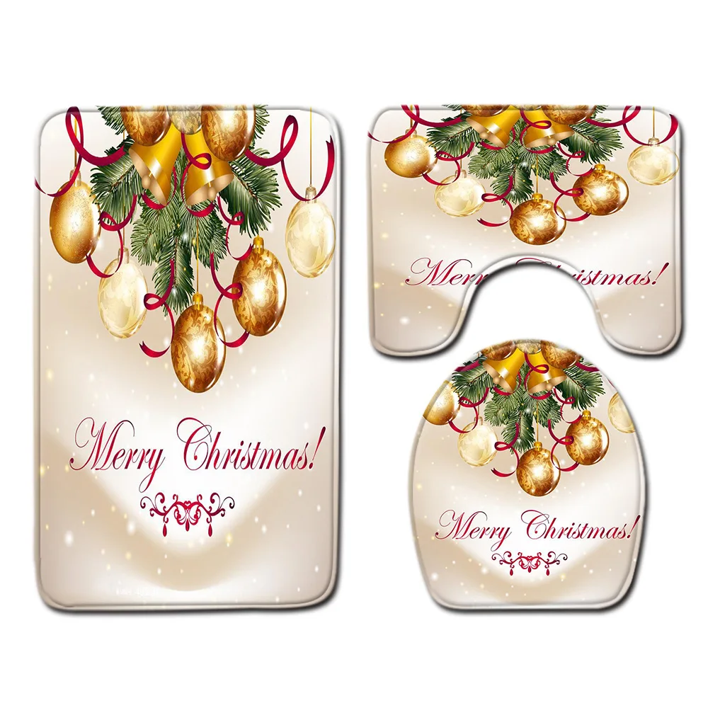 3Pcs/set Bathroom Mat Set Christmas Snowman Anti-Slip Kitchen Bath Mat Carpet Bathroom Area Rug Toliet Rugs Washable - Цвет: Sdxr25
