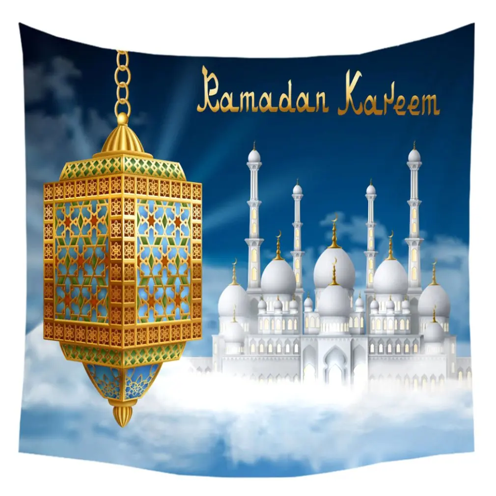 Для мусульманского праздника Рамадан украшения гобелен Халяль Eid Mubarak украшения дома Фон цифровой печати подвесная ткань