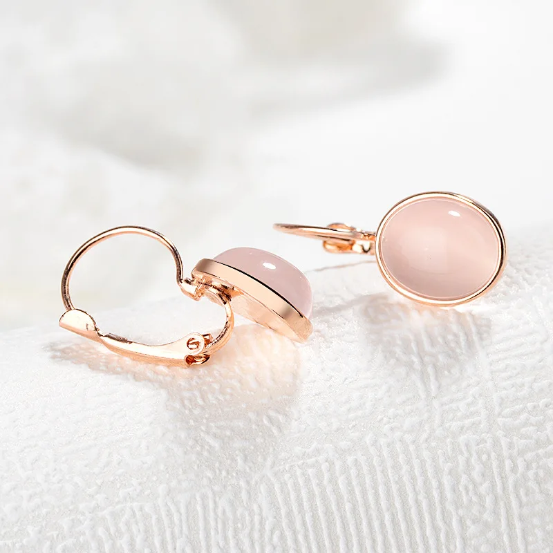 Bague Ringen Temperament Gemstone Earrings for Women Elliptical Cat’s Eye Stone Rose Gold Color Silver 925 Jewelry Dating gift