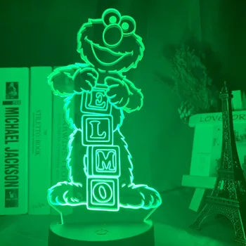 

Sesame Street Muppet Elmo Figure Kids Night Light Led Touch Sensor 16 Colors with Remote Lighting for Home Decor Table Lamp Gift