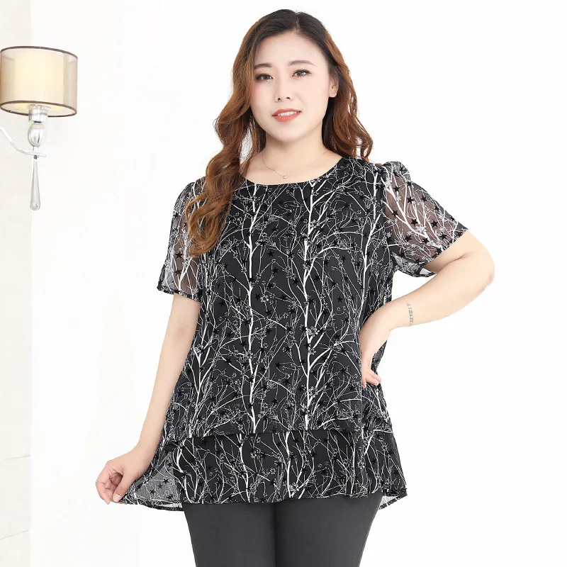 

Oversized Women Blouses Loose Chiffon Shirts Female Tops Thin 4XL To 9XL 10XL Large Size Print Blusas Mujer De Moda