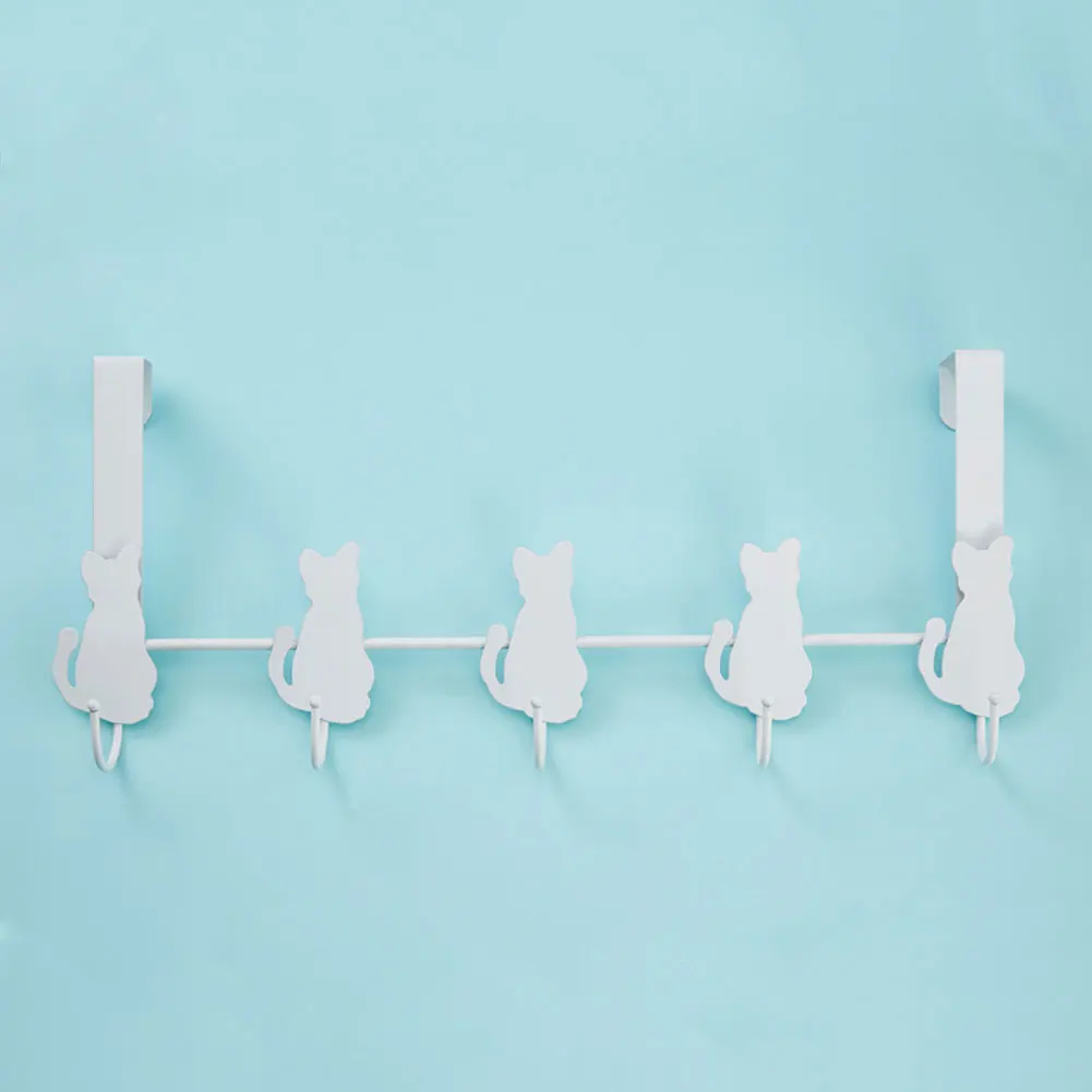 

Towels Iron Bedroom Kitchen Storage Keys Cat Shape Bags Punch Free Hanging Home Door Hook Clothes Organizer