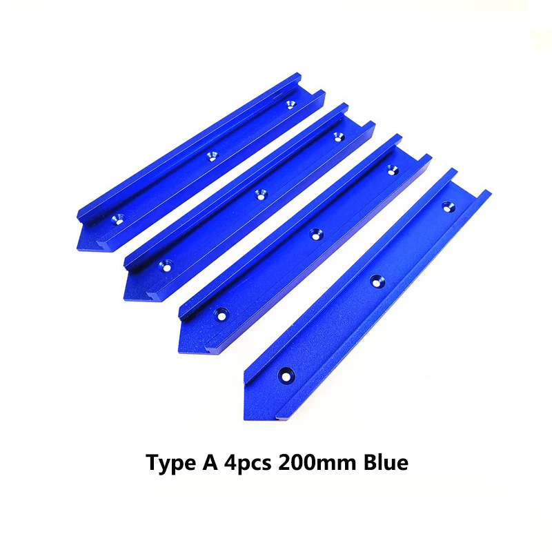 Деревообрабатывающий желоб с Т-образным слотом, поперечный соединитель, НАПРАВЛЯЮЩАЯ, электрическая циркулярная пила, откидной стол, пила, стол, дорожка, запчасти, инструменты - Цвет: 200mm Blue 4PCS