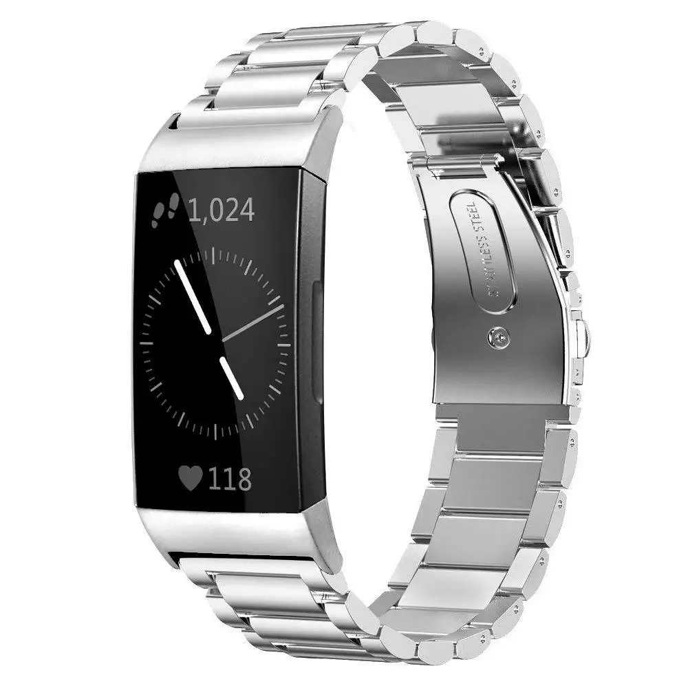 Для Fitbit Charge 3 из нержавеющей стали ремешок для часов Смарт часы ремешок для мужчин и женщин твердый металлический ремень