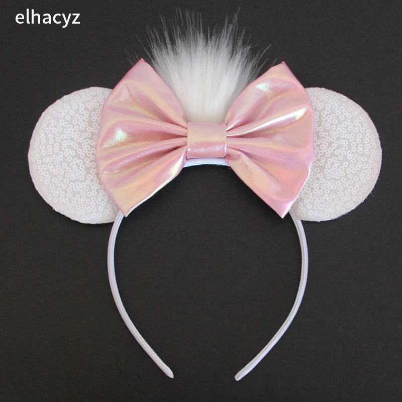 Nœuds de cheveux en métal rose, 5 pouces, oreilles de souris, bandeau pour filles, paillettes, accessoires de cheveux pour enfants, bricolage, Boutique de fête