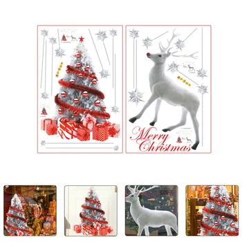 

2pcs Christmas Stickers Cartoon Decorative Stickers Window Stickers for Home Glass