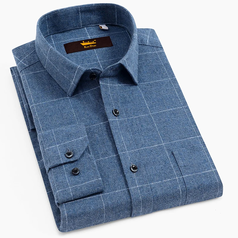 

Men's 100% Cotton Brushed Plaid Checkered Shirt with Left Breast Pocket Long Sleeve Standard Fit Comfortable Warm Casual Shirts