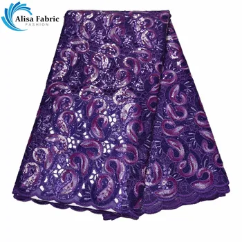 

New Arrived Organza Lace Fabric High Quality Hollow Design African organza lace with Double color sequins 5 Yards/pcs For Party