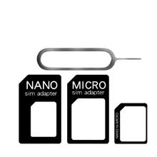 

SIM Card Adapter Kit with Card Pin Standard SIM Card Adapter 4 In 1 Set Micro Sim Adapter with Eject Pin Key Retail Package Nano