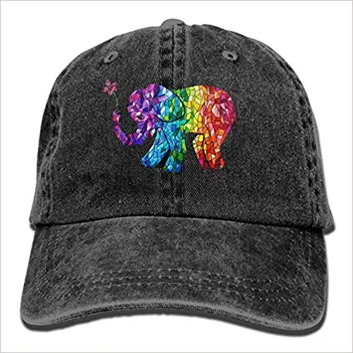 Красочные Счастливый Слон Винтаж мыть окрашенный хлопок саржа Низкопрофильная регулируемая бейсболка