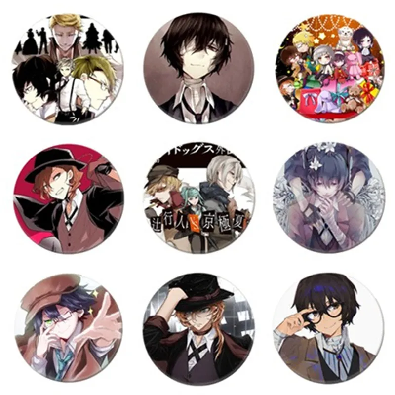 Free Shipping Anime Pin Bungo Stray Dogs Figure Cosplay Badge Backpack Icon Button Cartoon Brooch Accessories Gifts