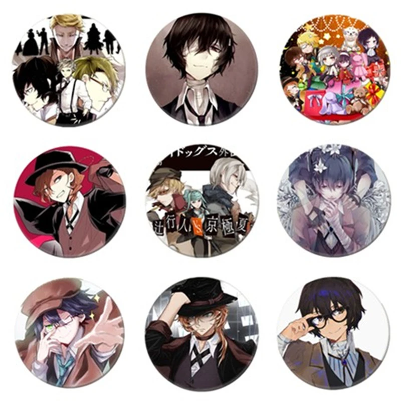 Free Shipping Anime Pin Bungo Stray Dogs Figure Cosplay Badge Backpack Icon Button Cartoon Brooch Accessories Gifts pirate costume women