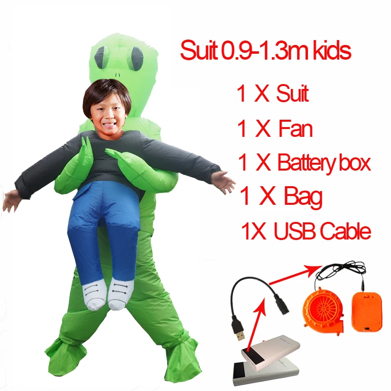 Ghost Inflatable Green Alien Costume Adult Skeleton Anime Fancy Dress Cosplay Grim Reaper Halloween Costumes For Women Man Kids (5)