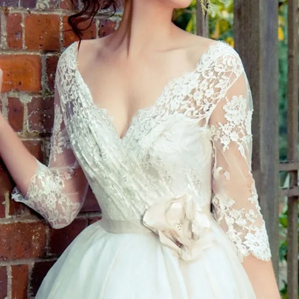 Vestido de noiva, короткие винтажные рукава, casamento, Новое поступление, ручная работа,, кружевные дешевые платья подружки невесты с v-образным вырезом