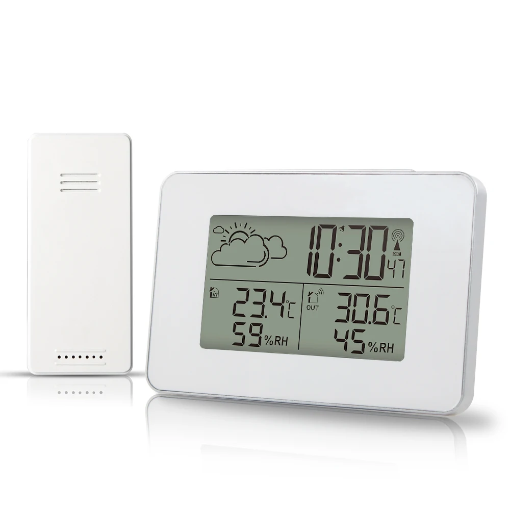 FanJu Weather Station Alarm Clock Electronic Digital Wireless Sensor Forecast Snooze Table Watch DCF Thermometer Hygrometer Tool