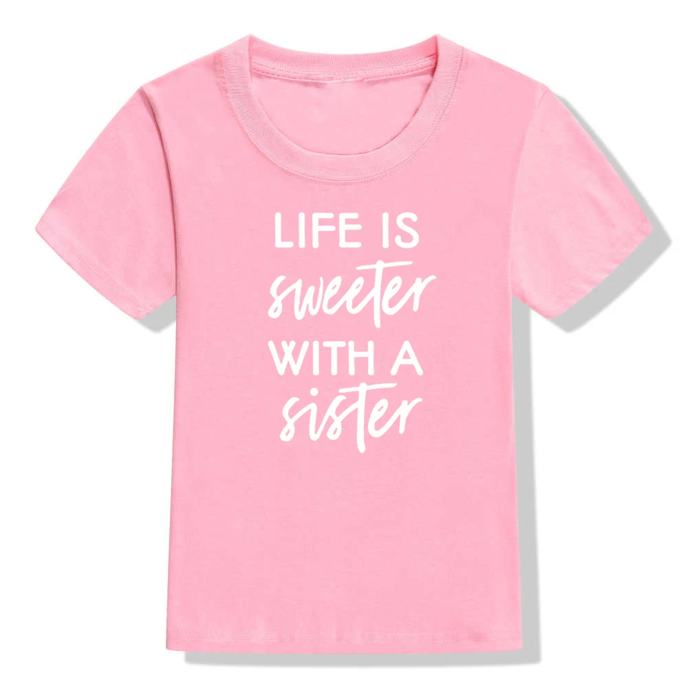 51Q4-KSTPK- Семейная футболка с принтом «Life Is Better»/«swetter with A Brother»/«Sibling» для детей забавная футболка для маленьких мальчиков и девочек - Цвет: 51Q4-KSTPK-
