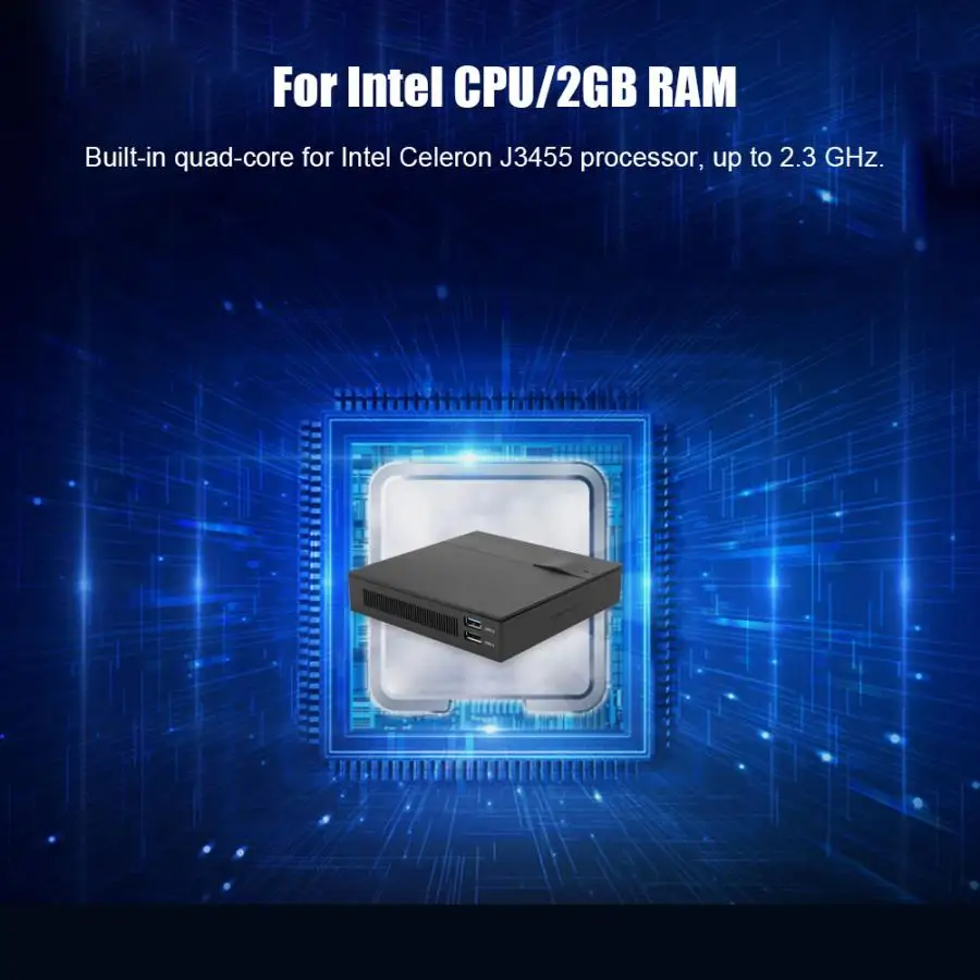 Мини настольный компьютер 4K UHD type-C 2GB ram+ 32GB Mini PC для Intel J3455 cpu для Windows 10 SSD(100-240 V