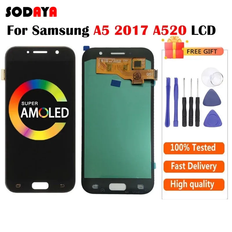 Дисплей Super AMOLED для Samsung Galaxy A5 2017 A520 A520F SM-A520F ЖК-дисплей сенсорный экран дигитайзер