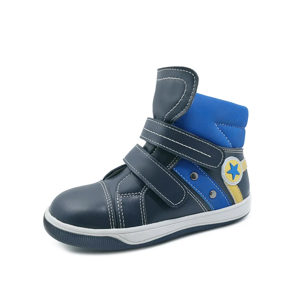 Ortoluckland/Детская спортивная обувь; кроссовки для мальчиков; детская кожаная ортопедическая обувь; зимние короткие ботиночки; кроссовки; повседневные ботинки - Цвет: Синий