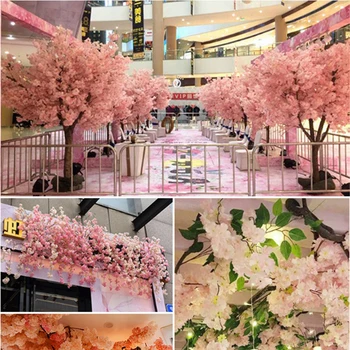 

1pc Wedding Flower Decorative Sakura Artificial Flower Cherry Blossoms Branch Plant Wall Bonsai Interior Restauran Decoration