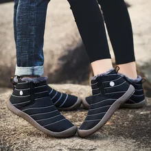 Зимняя обувь для мужчин; ботинки; теплые зимние кроссовки на меху без застежки; мужские зимние ботинки; водонепроницаемые ботильоны; chaussure homme Z12-36