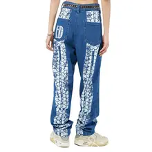 Pantalones vaqueros Retro con estampado de rueda para hombre y mujer, Jeans holgados, informales, coreanos, Vintage, para adolescentes, novedad de 2021