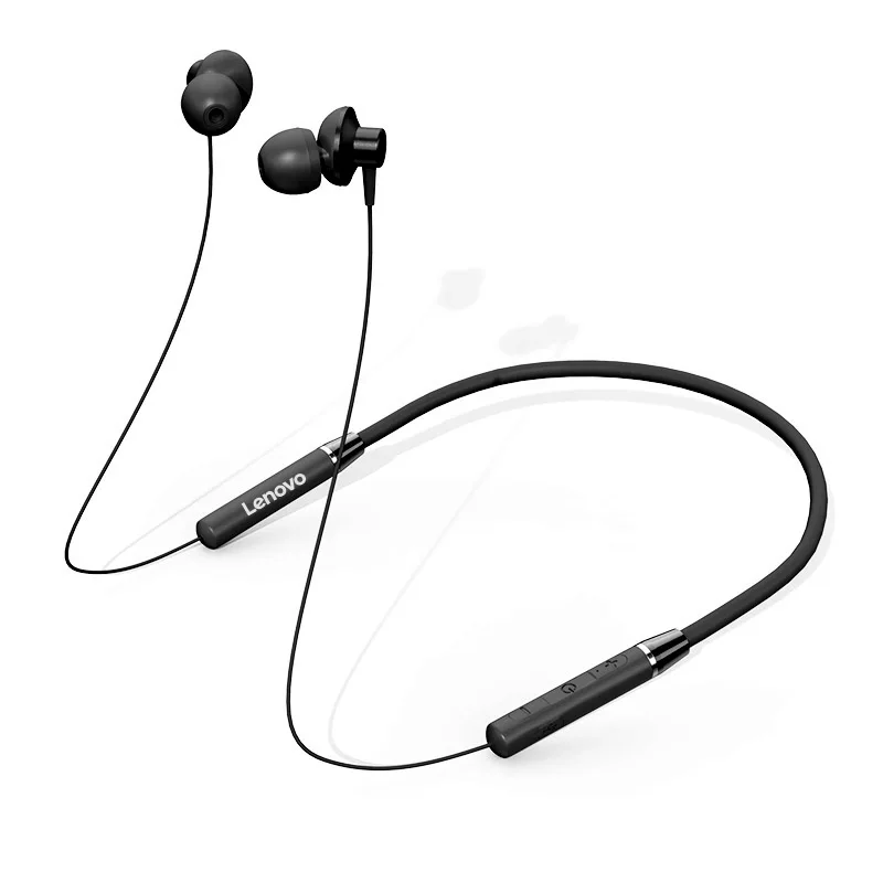 Lenovo HE05 наушники шейным Bluetooth V5.0 гарнитура микрофон бас - Цвет: Черный