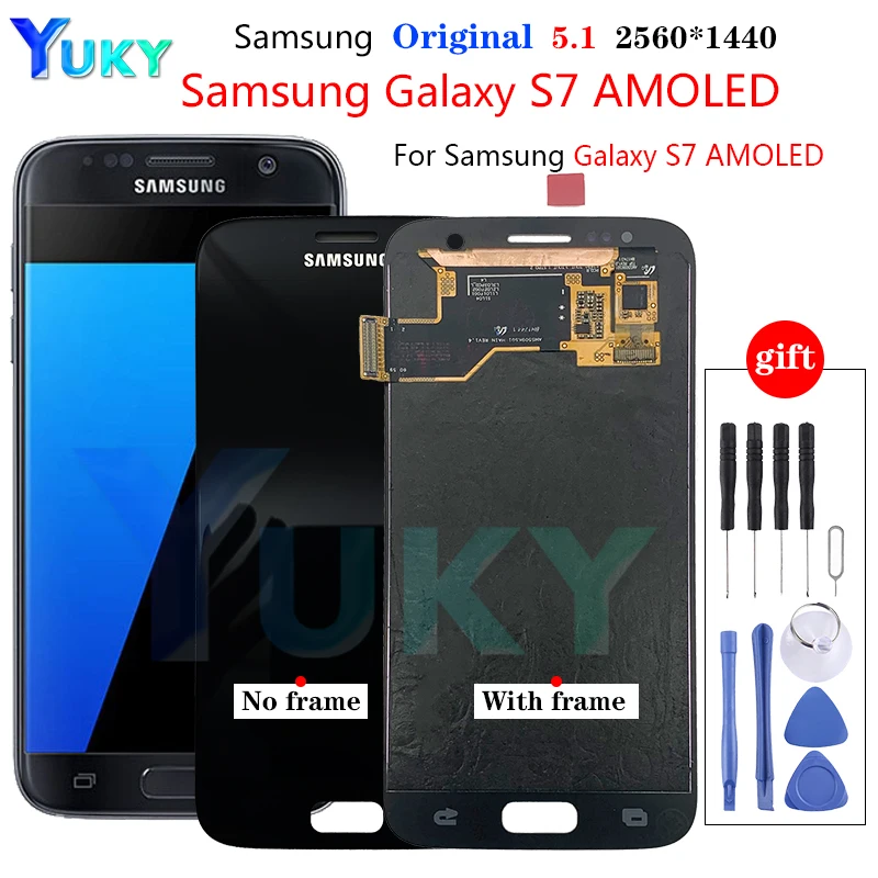 Оригинальный ЖК-дисплей 5 1 'SUPER AMOLED для Samsung Galaxy S7 ЖК-SM-G930F G930 дисплей с сенсорным