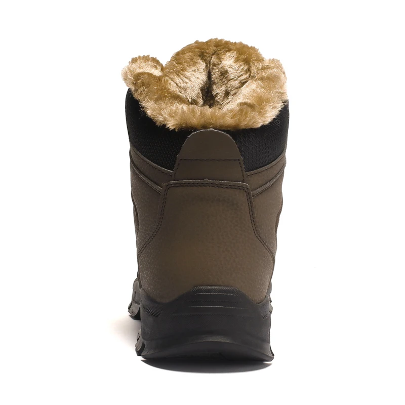 UEXIA; ручной работы; толстая обувь с плюшевой подкладкой Мужские зимние сапоги анти-скольжение кожи на открытом воздухе Comfy зимние Мужская обувь на снежную погоду; прочная, долговечная подошва