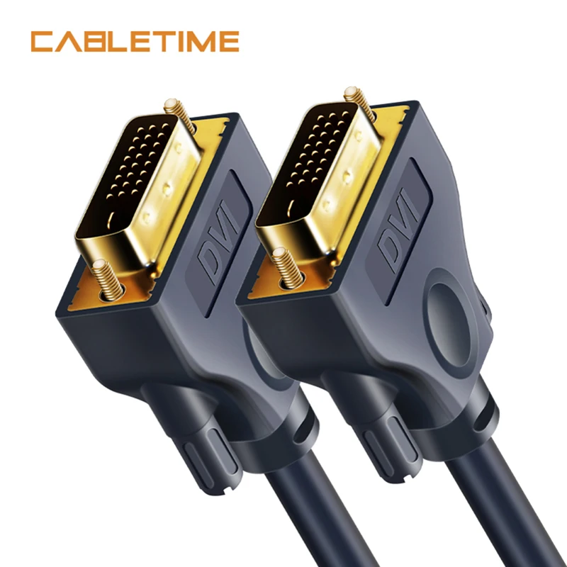 Cabletime DVI кабель к 24 + 1 Pin высокоскоростной Pro адаптер штекер позолоченный 1080P для