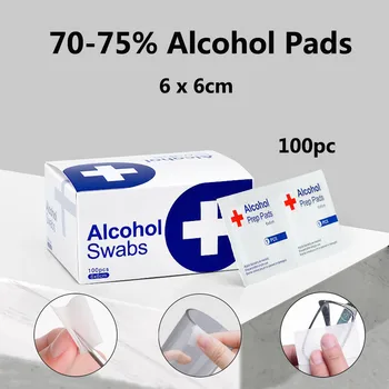 

disenfectant wipes 100pc Disposable 70-75% Alcohol Pads Antiseptic Cleanser Cleaning Pad Tool 20ml disposable paper towels #L5