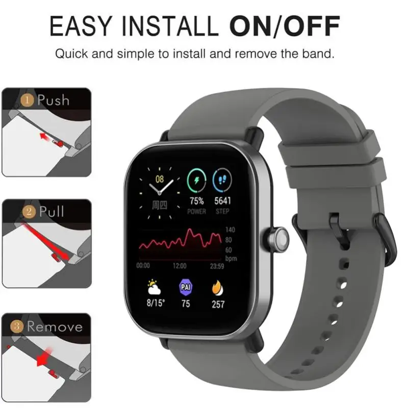 1pc Smart Watch Band Straps For Huami Amazfit GTS 2  Quick Release Strap Silicone Bracelet For Xiaomi Amazfit GTS 2 Mini Strap