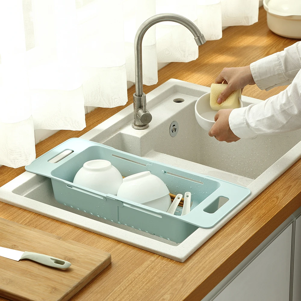 

New Retractable Kitchen Sink Drain Rack Plastic Tableware Shelf Home Dish Rack Vegetable Storage Rack Plate Dish Cutlery Straine