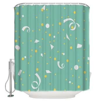

Yellow Fireworks Polyester Hook Shower Curtain for Bathroom Decoration