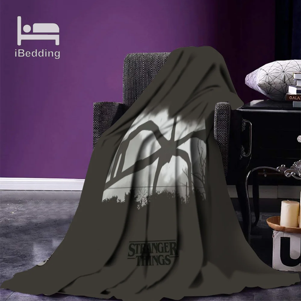 Hot Movie Stranger-Things Fleece Throw Blanket Print on Demand Flannel Blankets for Sofa Customized DIY Dropshipping-4