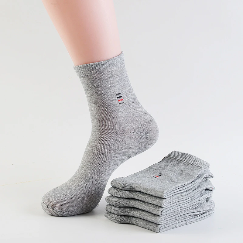 5 пара/лот, мужские носки, хлопок, одноцветные, модные, деловые, повседневные носки, лето, осень, дышащие мужские носки, Meias - Цвет: grey