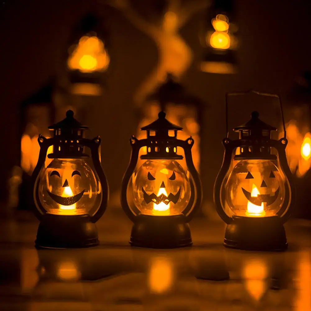 Хэллоуин вечерние светящиеся фонарь-тыква масляная лампа ветер свет яркие игрушки для дома Бар школы Хэллоуин украшения