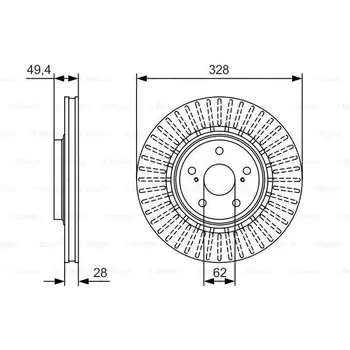 

Disc brake TOYOTA RAV4 12 front vent. D = 328mm BOSCH 0 98
