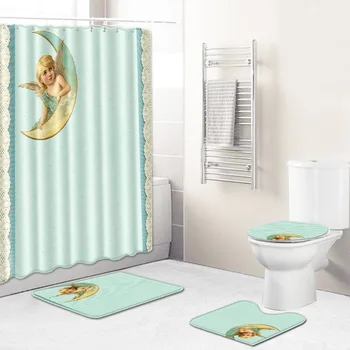 

Creative Cross-Border Hot-Selling Bathroom Non-Slip Mat Shower Curtain Combination Carpet European and American Style