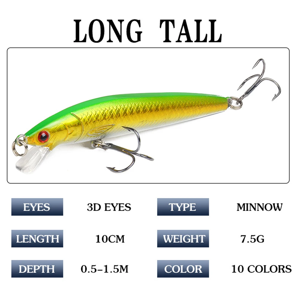 Fishing Lure 7g 10cm Trout Lure 3D Eyes Jigging Lure Swimbait Wobblers Crankbait Hard Lures Plastic Fishing Tackle New Hot