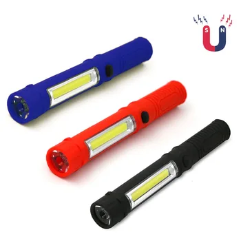 

Portable COB LED Mini Work Light Hand Torch Inspection Flashlight Waterproof Magnetic Base and Clip Maintenance Pen Pocket Lamp