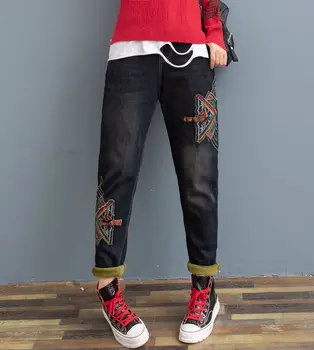 

Autumn Winter Women Jeans Plus Size Casual Vintage 2020 Korean Fashion Cotton Denim Boyfriend Jeans for Women Ladies Embroidery