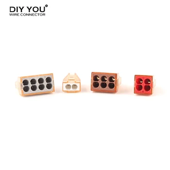 

30/50/100pcs Mini Quick wire connector PCT 1.5-4mm2 AWG 16-12 Push in cable wiring conductor Terminal Block 2 4 6 8Pin Connector