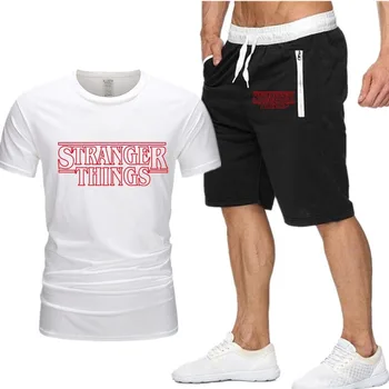 

Summer Men'S Shorts Casual stranger things Printed Suits 2 Pcs T-Shirt Short Tracksuit Set Male Clothing+Pants Sweatshirt Suit