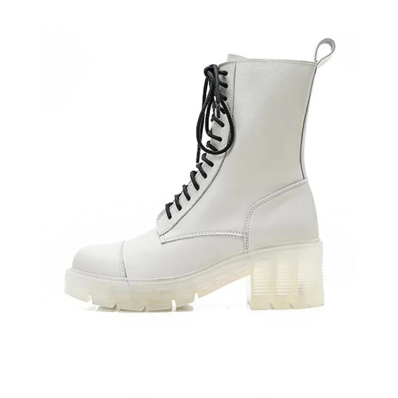 Модные кожаные ботинки Martens женская обувь зимние теплые ботильоны для женщин