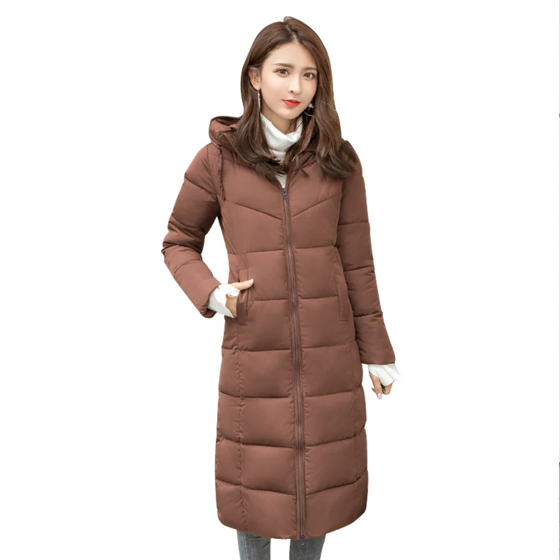 

Women's winter Parkas 2019 winter down jacket fashion elegant slim hooded thick long women's Snow jackets coat Outerwear