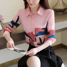 Korean Fashion Chiffon Women Shirts Print Women Blouses Womens Tops and Blouses Plus Size XXL Blusas Femininas Elegante