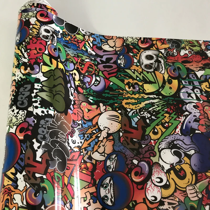 Glossy JDM Graffiti Skull Sticker Bomb Vinyl Wrap Film For Laptop - Main Image