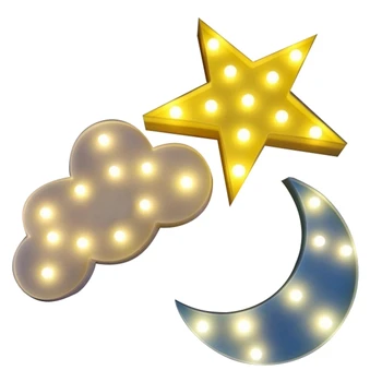 

Lovely Cloud Light 3D Star Moon LED Night Light for Baby Children Bedroom Decor Kids Gift Toy
